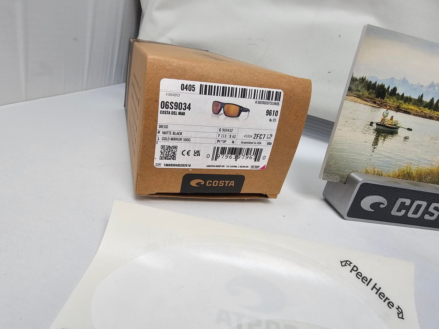 Costa Del Mar Diego Sunglasses Matte Black Frames Gold Mirror 580G Polarized