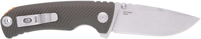 SOG Tellus ATK Folding Knife Stonewash CRYO 400C Blade Steel GRN Handle (SOG-11-06-01-43)