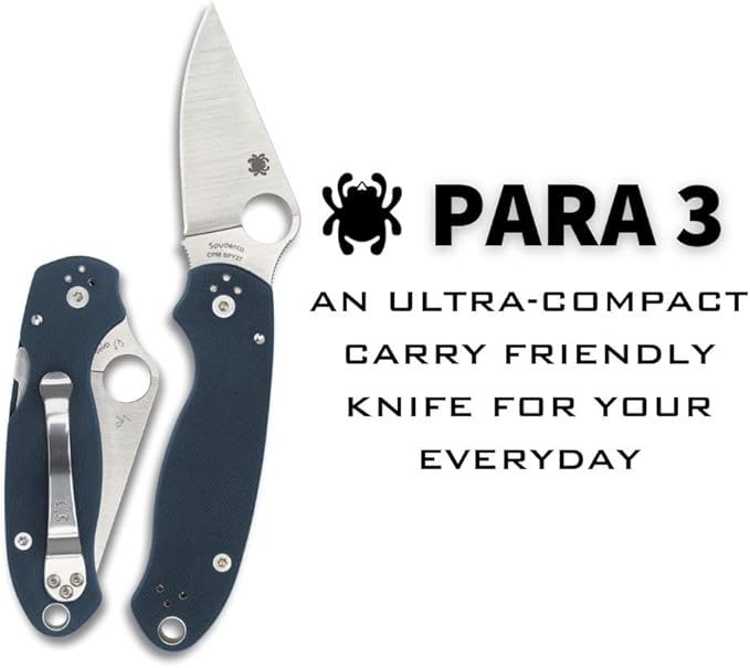 Spyderco Paramilitary 3 PM3 CPM SPY27 Cobalt Blue G10 Folding Knife C223GPCBL USA Made Lifetime Warranty