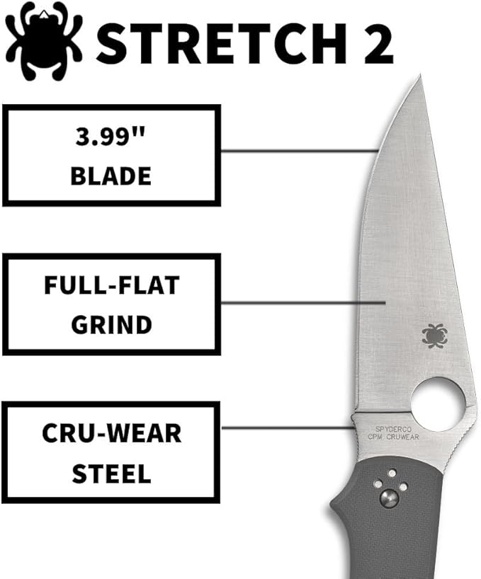 Spyderco Stretch 2 XL CPM-CruWear Gray G-10 Folding Knife C258GPGYCW Japan Made Lifetime Warranty