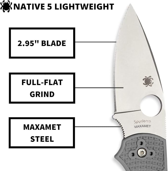 Spyderco Native 5 CPM Maxamet Blade Gray FRN Folding Knife C41PGY5 USA Made Lifetime Warranty