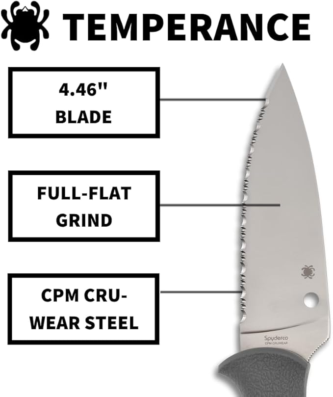 Spyderco Temperance SPRINT Run CPM-Cru-Wear Gray FRN Fixed Knife FB05SGY SpyderEdge Japan Made Lifetime Warranty