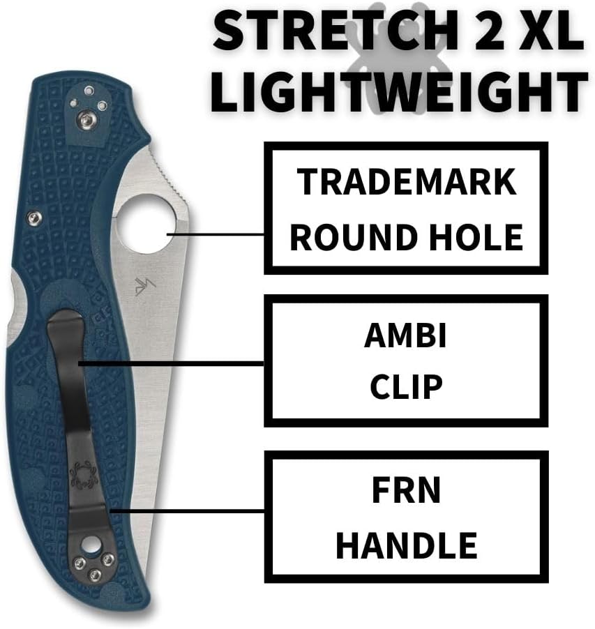 Spyderco Stretch 2 XL Lightweight K390 Blade Blue FRN Handle Knife C258FPK390 Japan Made Lifetime Warranty
