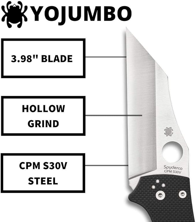 Spyderco YoJumbo CPM-S30V Blade Black G10 Handle Folding Knife C253GP USA Made Lifetime Warranty