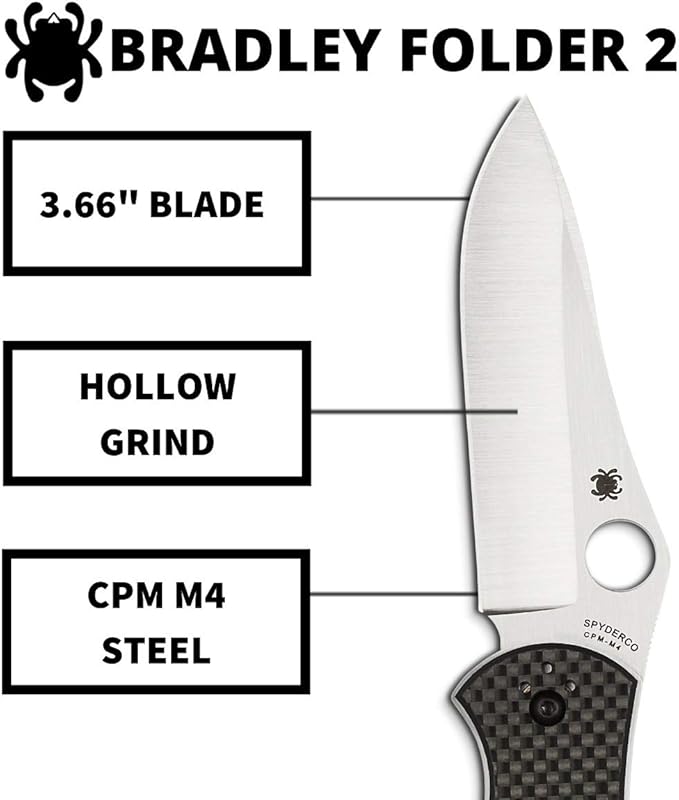 Spyderco Bradly 2 Folder CPM-M4 Blade Carbon Fiber Handle Folding Knife C134CFP2 Lifetime Warranty