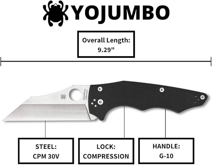 Spyderco YoJumbo CPM-S30V Blade Black G10 Handle Folding Knife C253GP USA Made Lifetime Warranty