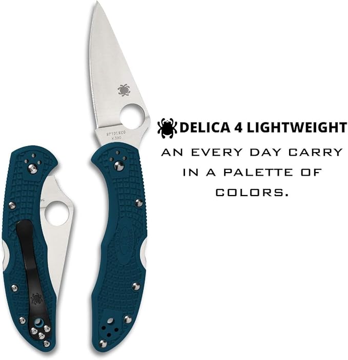 Spyderco Delica 4 Lightweight K390 Blue FRN Folding Knife C11FPK390 Lifetime Warranty