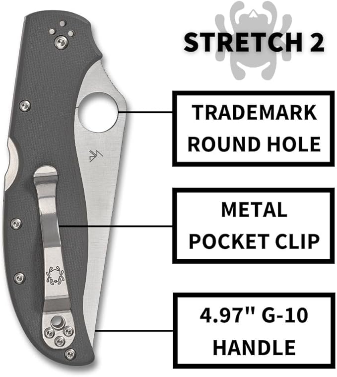 Spyderco Stretch 2 XL CPM-CruWear Gray G-10 Folding Knife C258GPGYCW Japan Made Lifetime Warranty