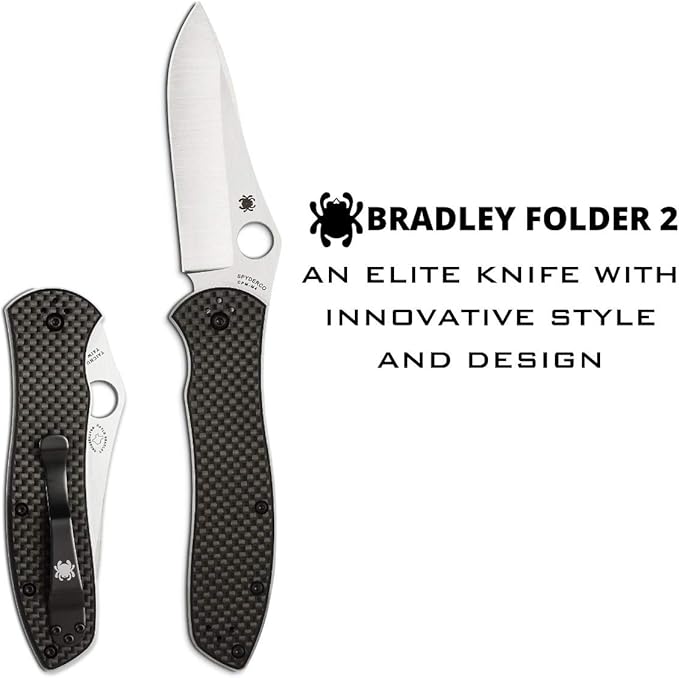 Spyderco Bradly 2 Folder CPM-M4 Blade Carbon Fiber Handle Folding Knife C134CFP2 Lifetime Warranty