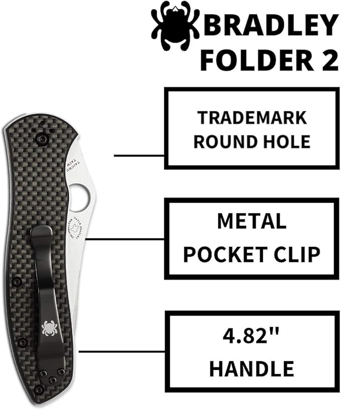 Spyderco Bradly 2 Folder CPM-M4 Blade Carbon Fiber Handle Folding Knife C134CFP2 Lifetime Warranty