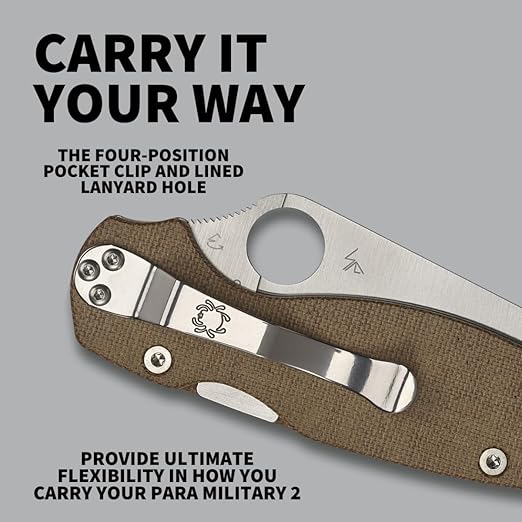 Spyderco Para Military 2 CPM-CruWear Micarta Folding Knife C81MPCW2 USA Made Lifetime Warranty