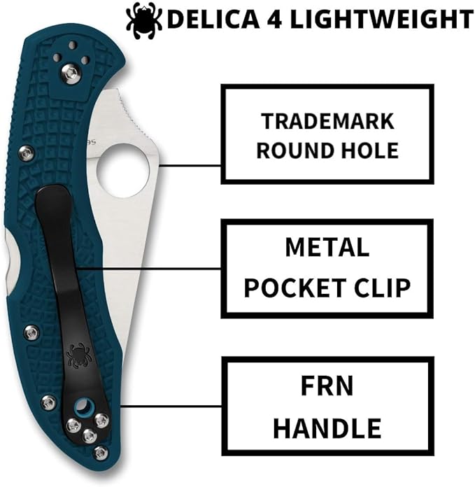 Spyderco Delica 4 Lightweight K390 Blue FRN Folding Knife C11FPK390 Lifetime Warranty