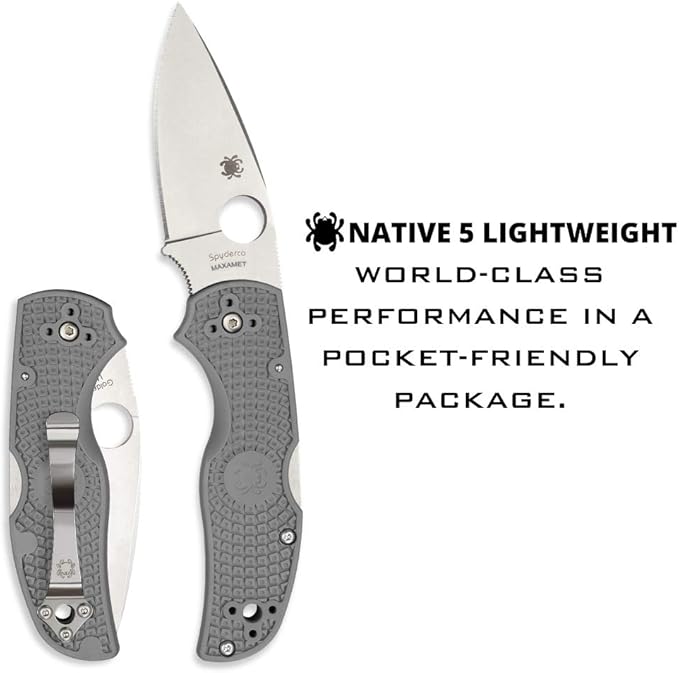 Spyderco Native 5 CPM Maxamet Blade Gray FRN Folding Knife C41PGY5 USA Made Lifetime Warranty