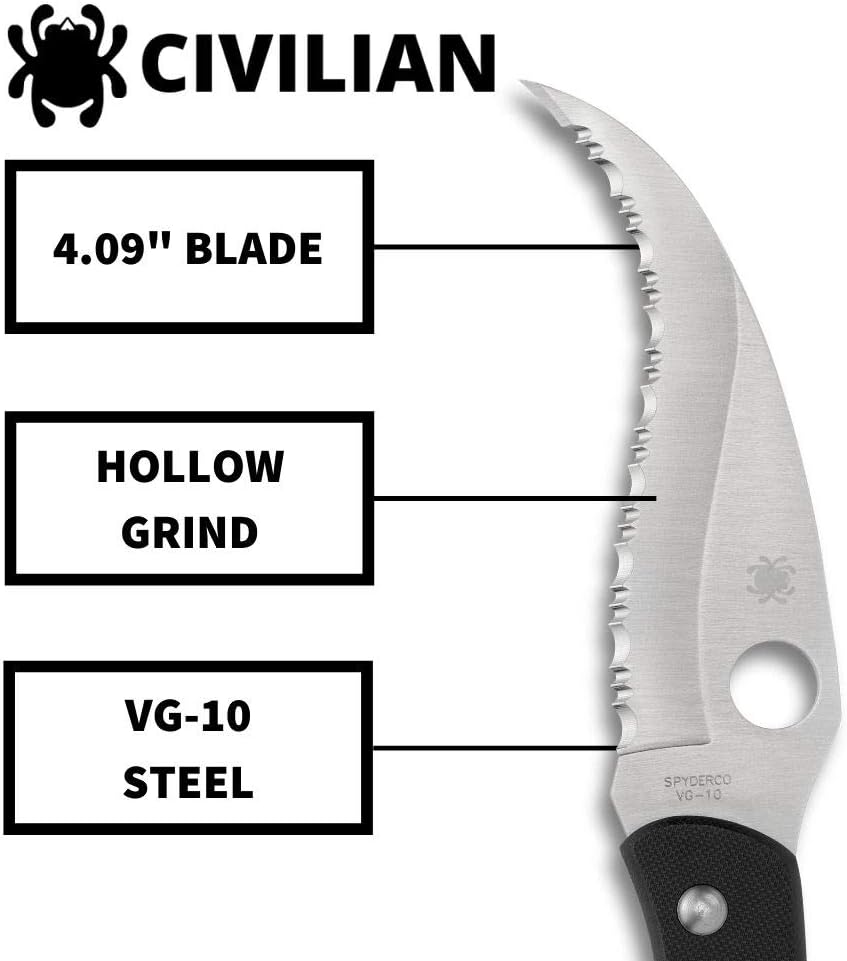 Spyderco Civilian C12GS VG-10 Black G-10 Serrated Japan SpyderEdge
