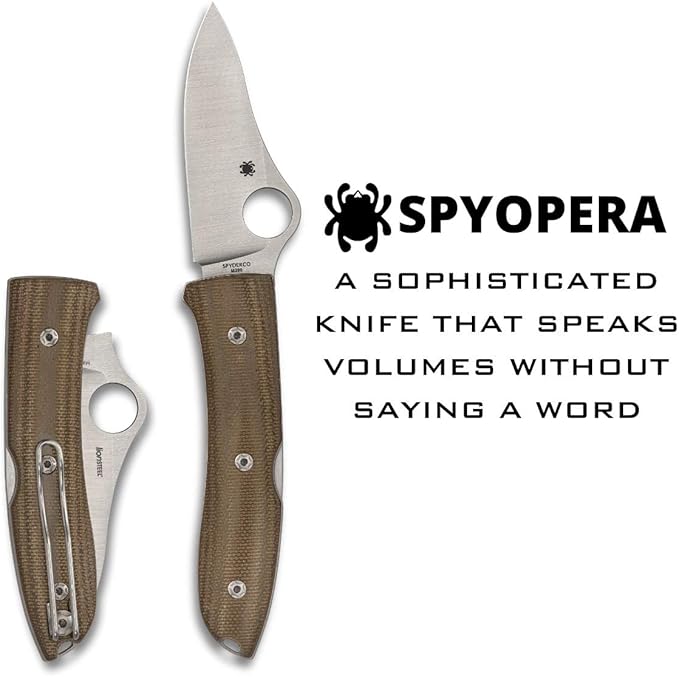 Spyderco SpyOpera M390 Brown Canvas Micarta Folding Knife C255CMP Italy Made Lifetime Warranty