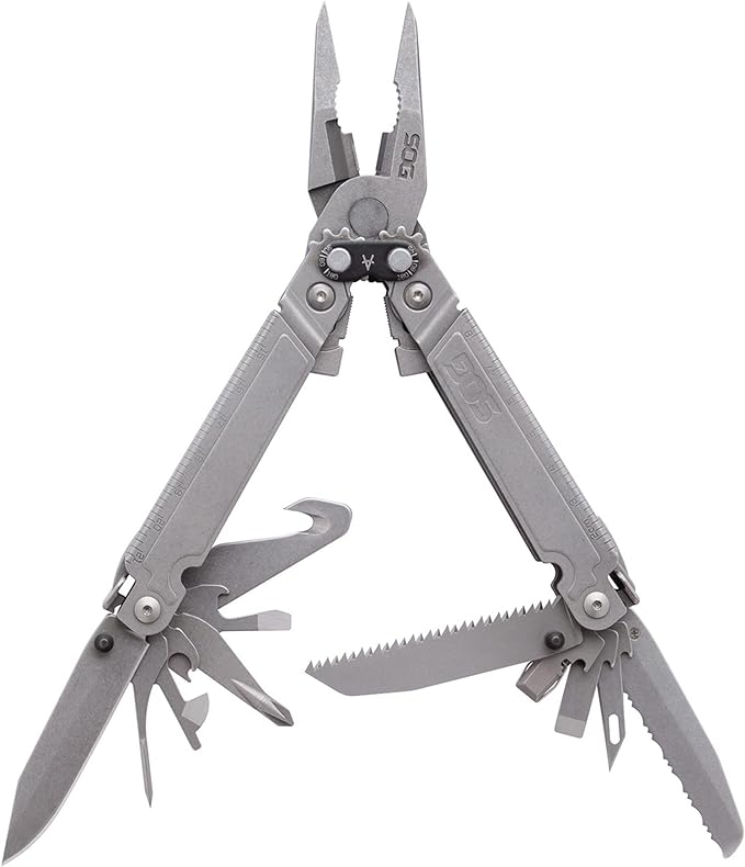 SOG PowerAccess Assist MT Mutli-Tool 21 Tool + 12 Piece Hex Bit Kit & Case Stonewashed Stainless Steel (PA3001-CP)
