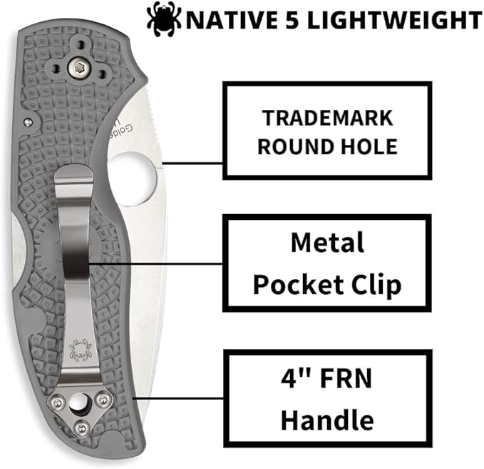 Spyderco Native 5 CPM Maxamet Blade Gray FRN Folding Knife C41PGY5 USA Made Lifetime Warranty
