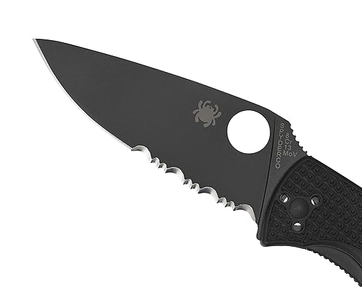Spyderco Tenacious Lightweight 8Cr13MoV Black FRN Combo Edge Folding Knife C122PSBBK China Made Lifetime Warranty