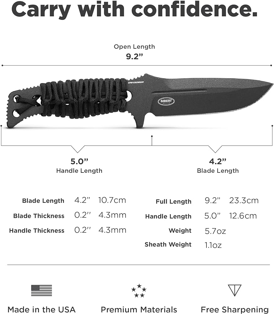 Benchmade 375BK-1 Fixed Adamas Black CPM-CruWear 4.2" Blade Paracord Handle