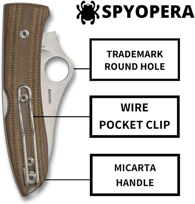 Spyderco SpyOpera M390 Brown Canvas Micarta Folding Knife C255CMP Italy Made Lifetime Warranty