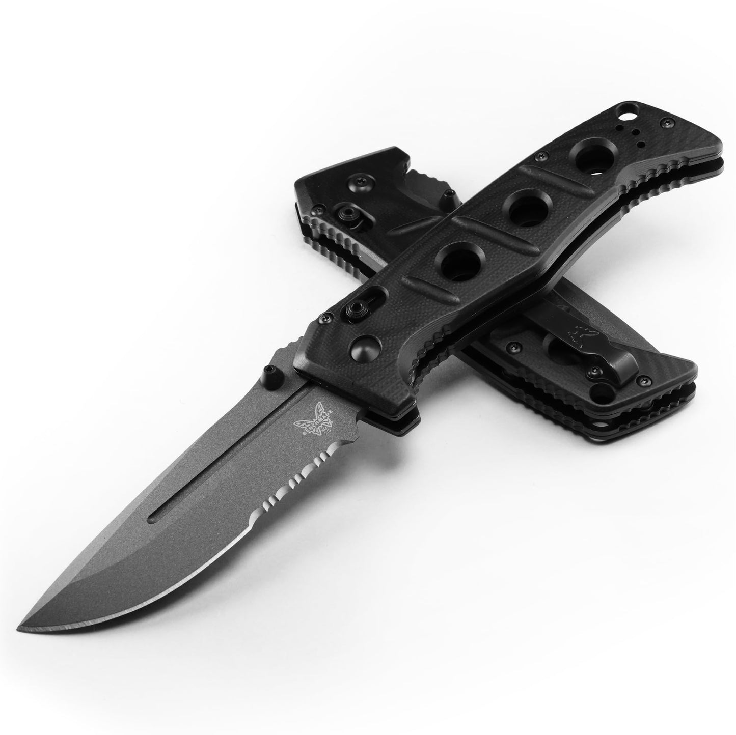 Benchmade 275SGY-1 Adamas Serrated CPM-CruWear Blade Black G10 Handle Tactical Folder