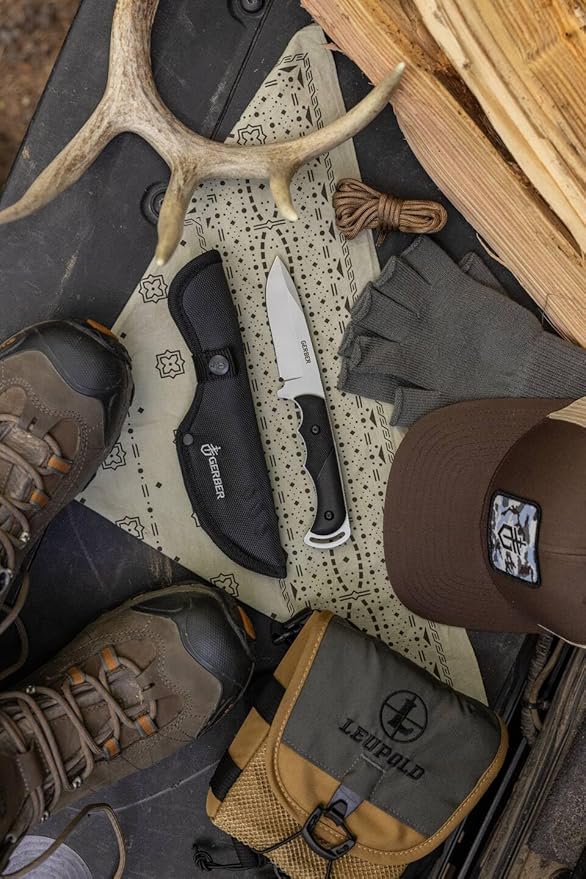 Gerber Freeman Guide Fixed Blade Knife with Sheath Drop Point 5Cr15Mov Steel TacHide Grip Fine Edge