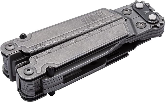 SOG PowerAccess Assist MT Mutli-Tool 21 Tool + 12 Piece Hex Bit Kit & Case Stonewashed Stainless Steel (PA3001-CP)
