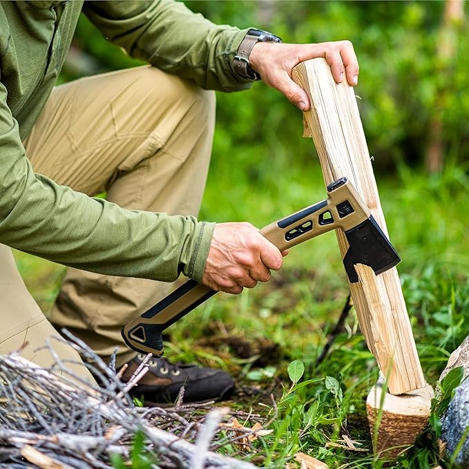 Gerber Gear Bushcraft Survival Hatchet Grey PTFE Coated Carbon Steel + Gear Storage 31-003782