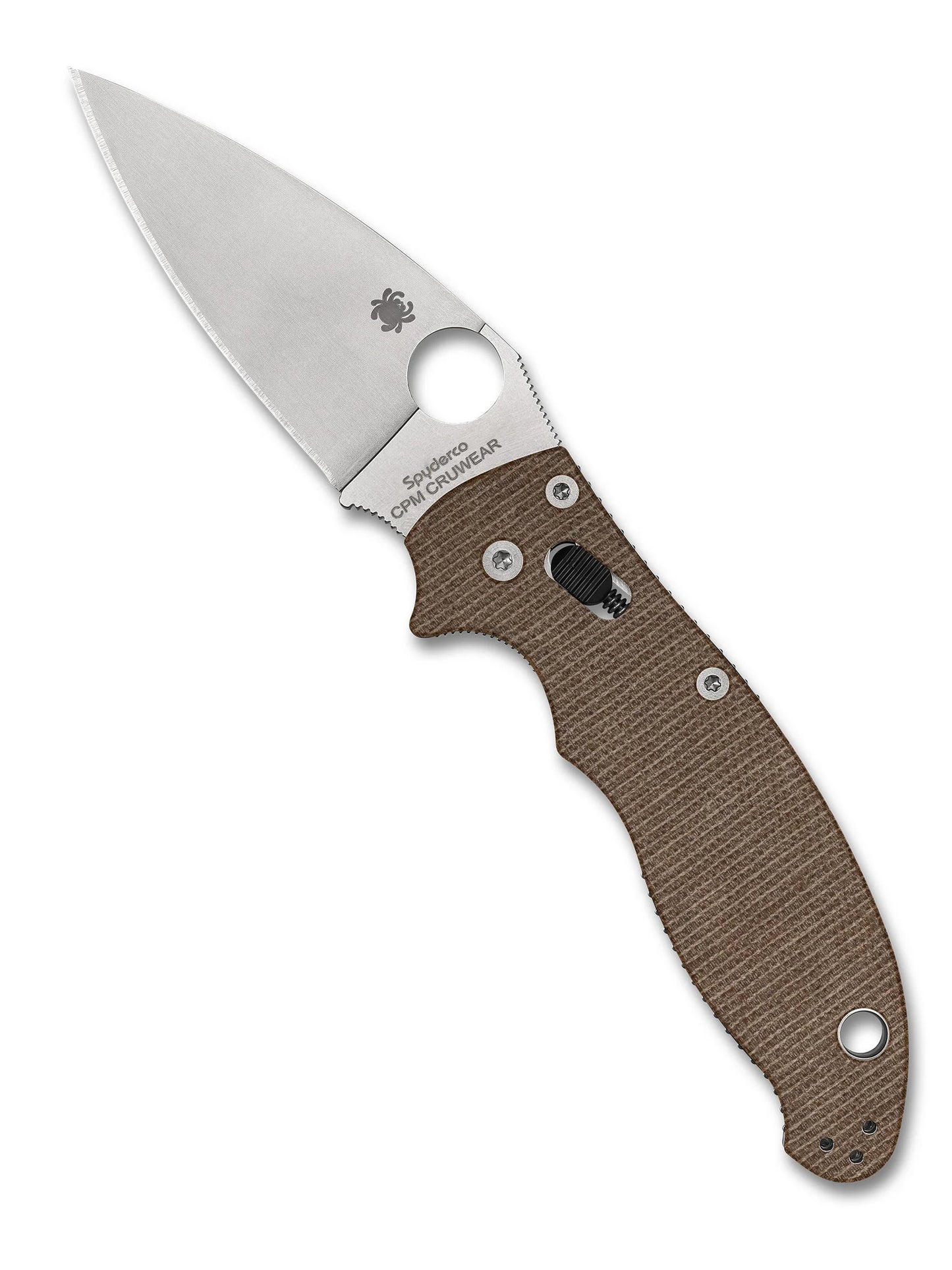 Spyderco Manix 2 CPM-CruWear Brown Canvis Micarta Knife C101MPCW2 USA Made Lifetime Warranty