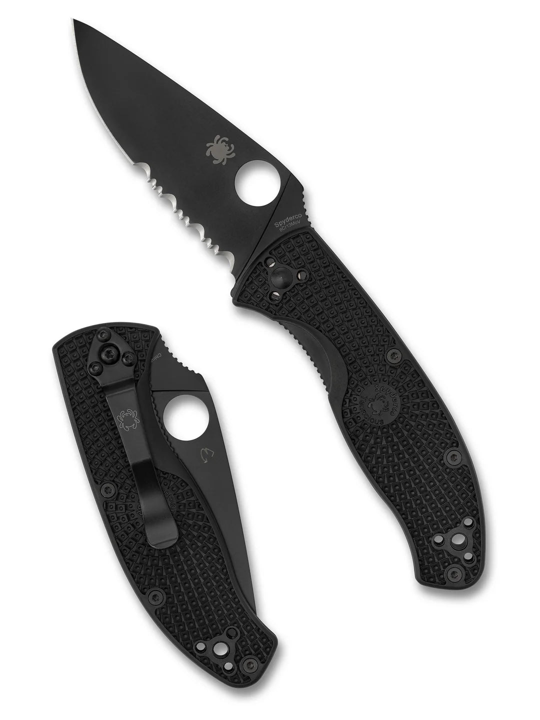 Spyderco Tenacious Lightweight 8Cr13MoV Black FRN Combo Edge Folding Knife C122PSBBK China Made Lifetime Warranty