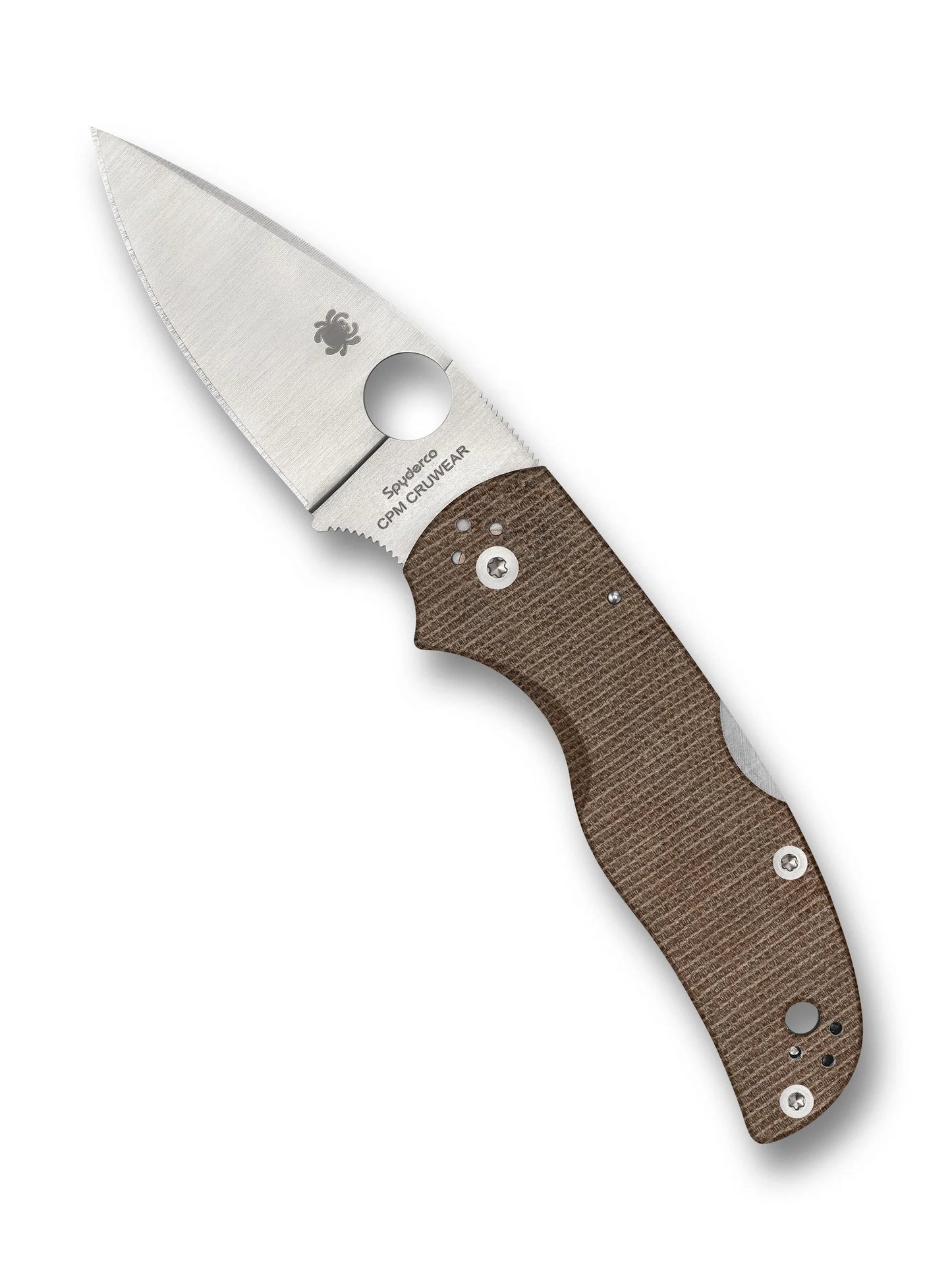 Spyderco Native 5 CPM CRU-WEAR Brown Canvas Micarta Handle Folding Knife C41MPCW5 USA Made Lifetime Warranty