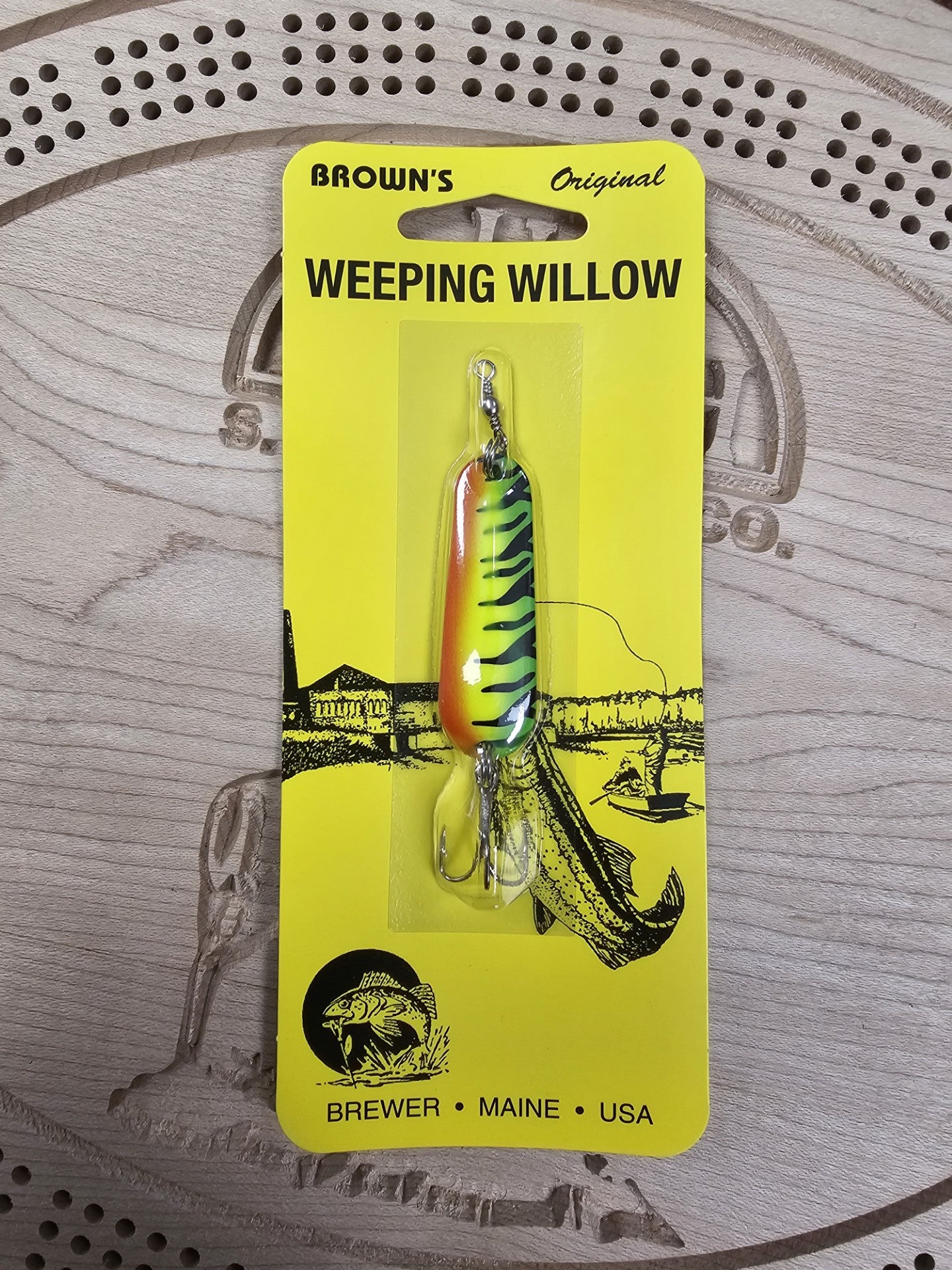 Hal Brown Co. Brown's Original Weeping Willow Firetiger Spoon Bait Made in Maine USA
