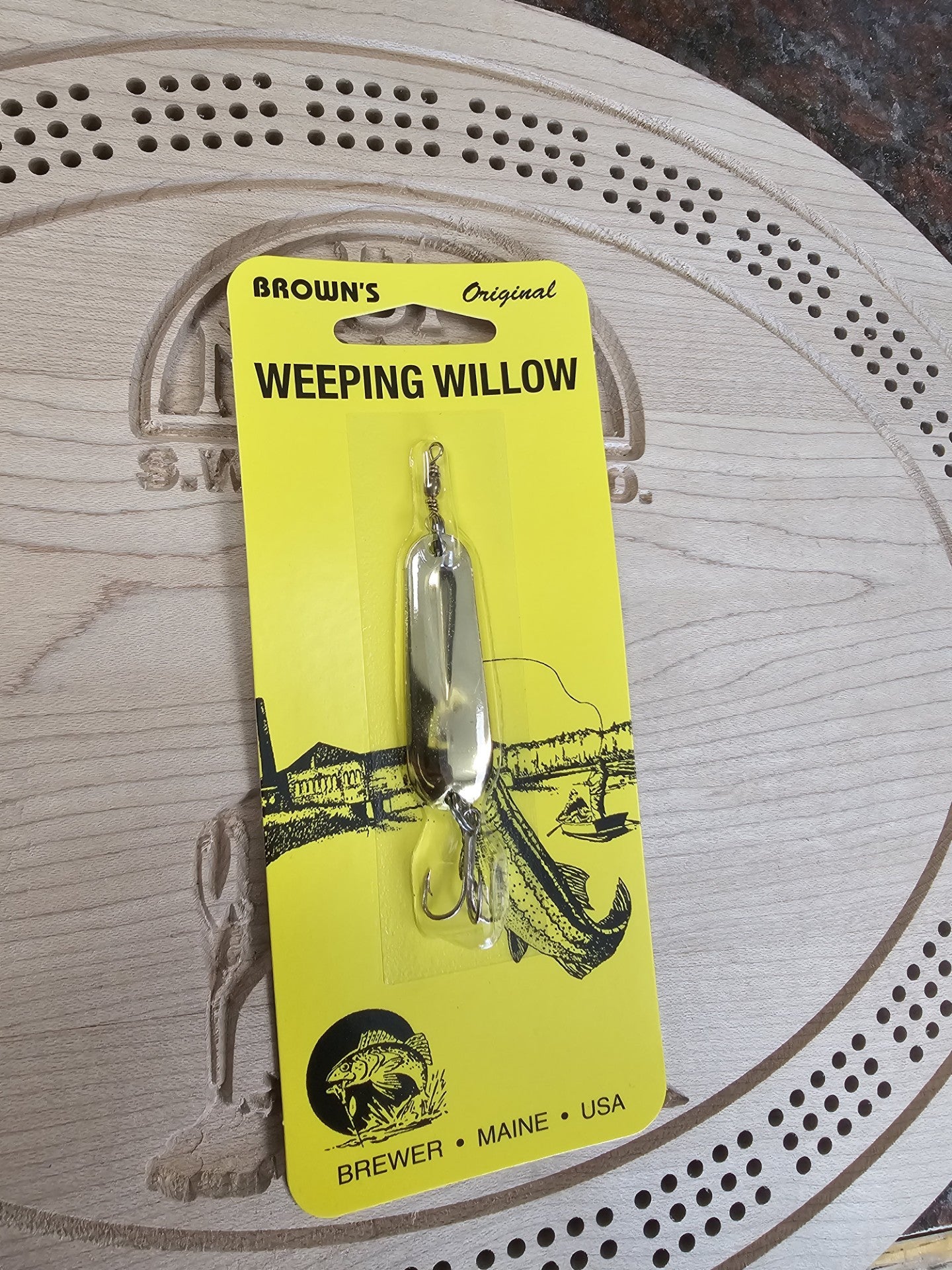 Hal Brown Co. Brown's Original Weeping Willow Gold Spoon Bait Made in Maine USA