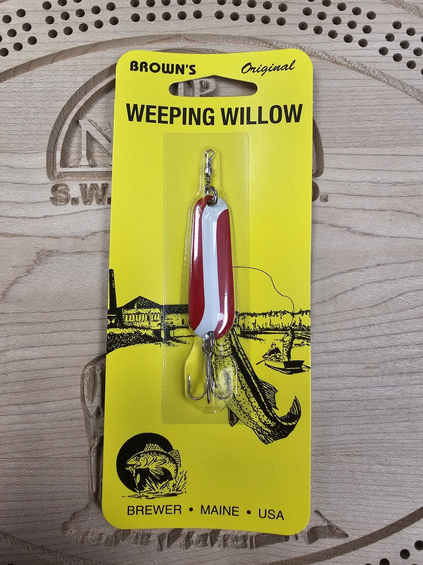 Hal Brown Co. Brown's Original Weeping Willow Red/White Spoon Bait Made in Maine USA