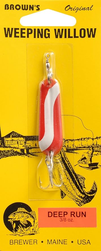 Hal Brown Co. Brown's Original Weeping Willow Red/White Spoon Bait Made in Maine USA