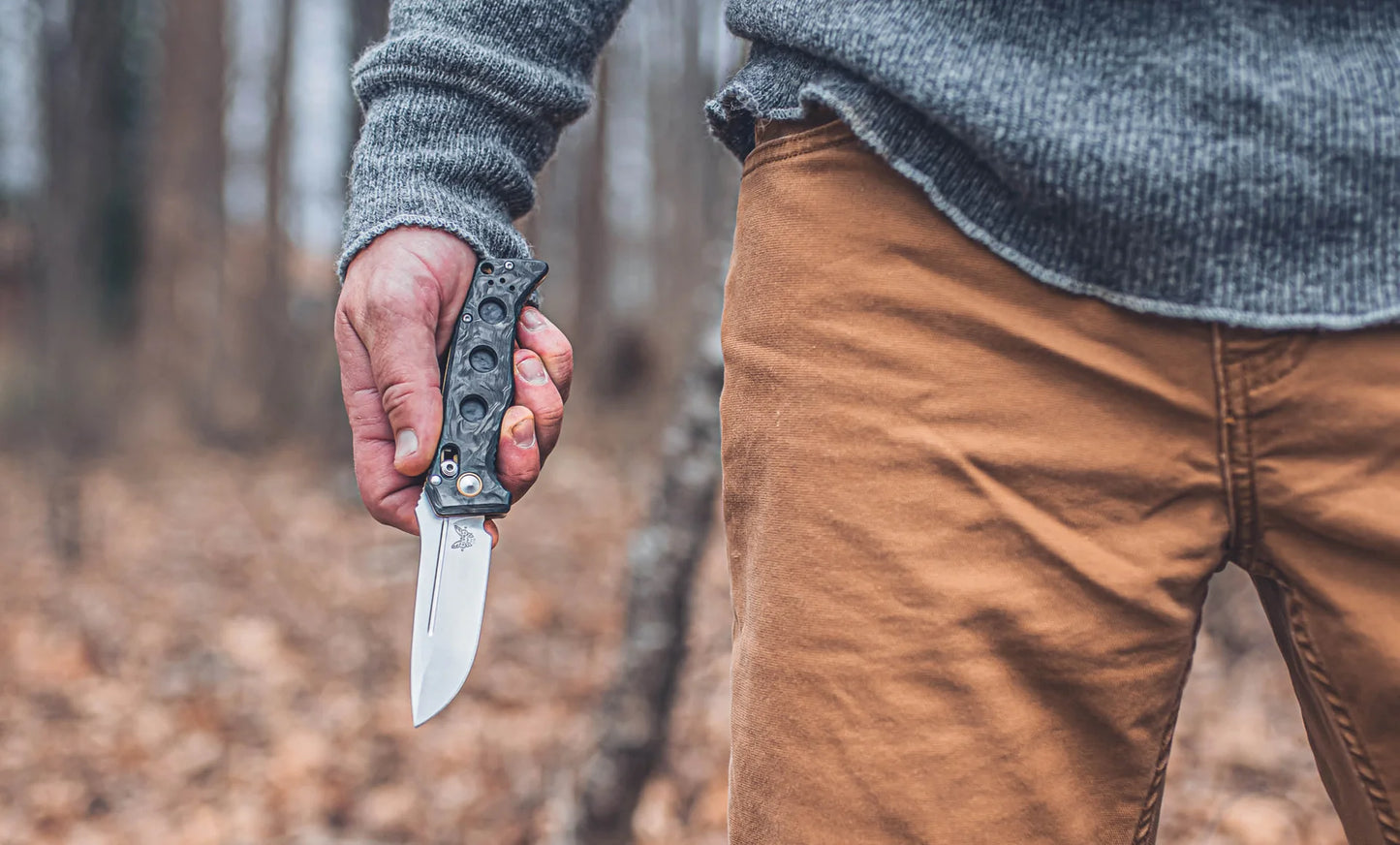 Benchmade 2730-03 Mini Auto Adamas CPM-MagnaCut Marbled Carbon Fiber Handle Folding Knife