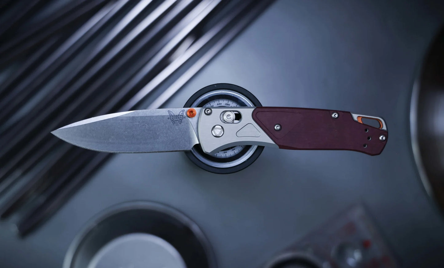 Benchmade 535-09 Bugout CPM-S90V Blade Grey/Redstone Aluminum & Richlite Handle Folding Knife