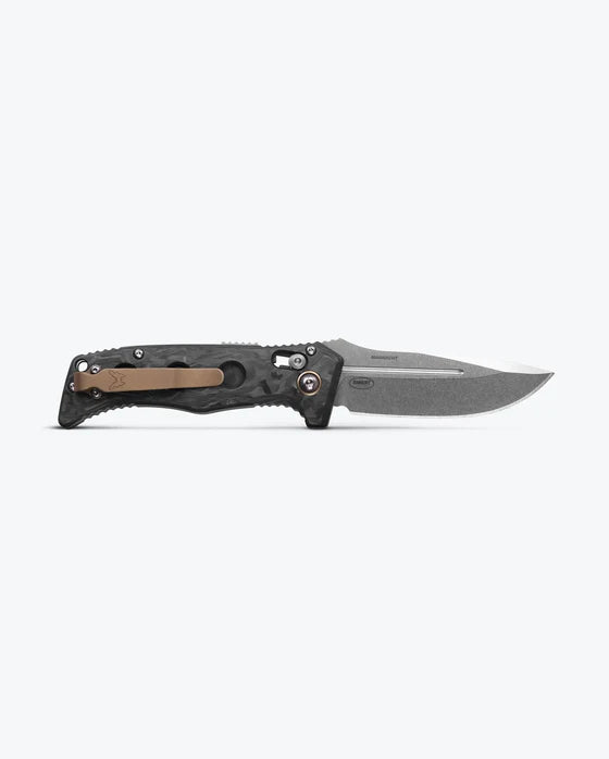Benchmade 2730-03 Mini Auto Adamas CPM-MagnaCut Marbled Carbon Fiber Handle Folding Knife