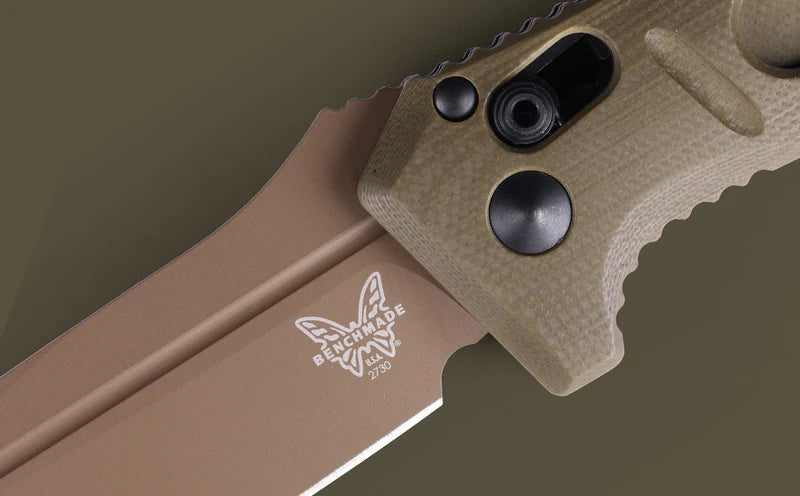 Benchmade 2730FE-2 Mini Auto Adamas CPM-Cru-Wear OD Green G-10 Handle Folding Auto Knife