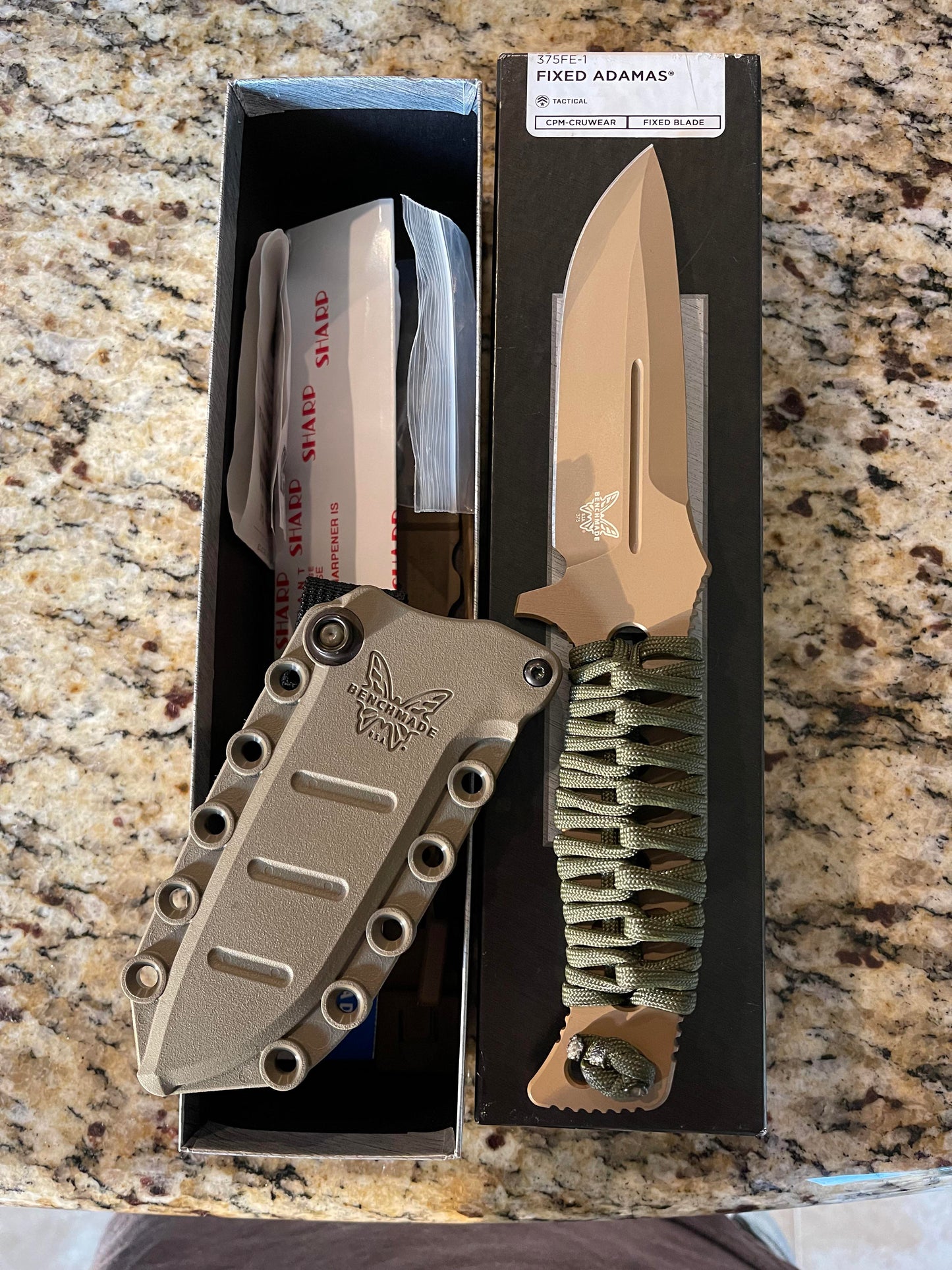 Benchmade 375FE-1 Fixed Adamas Flat Earth CPM-CruWear 4.2" Blade Paracord Handle