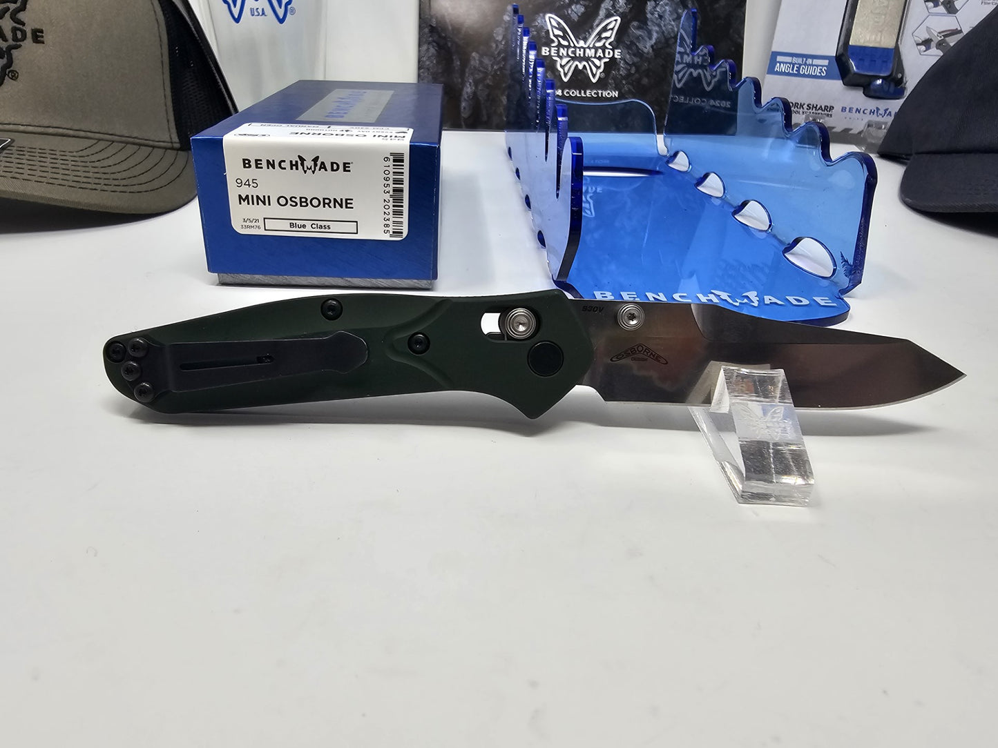 Benchmade 945 Mini Osborne Green Aluminum Handle CPM-S30V Blade Folding Knife