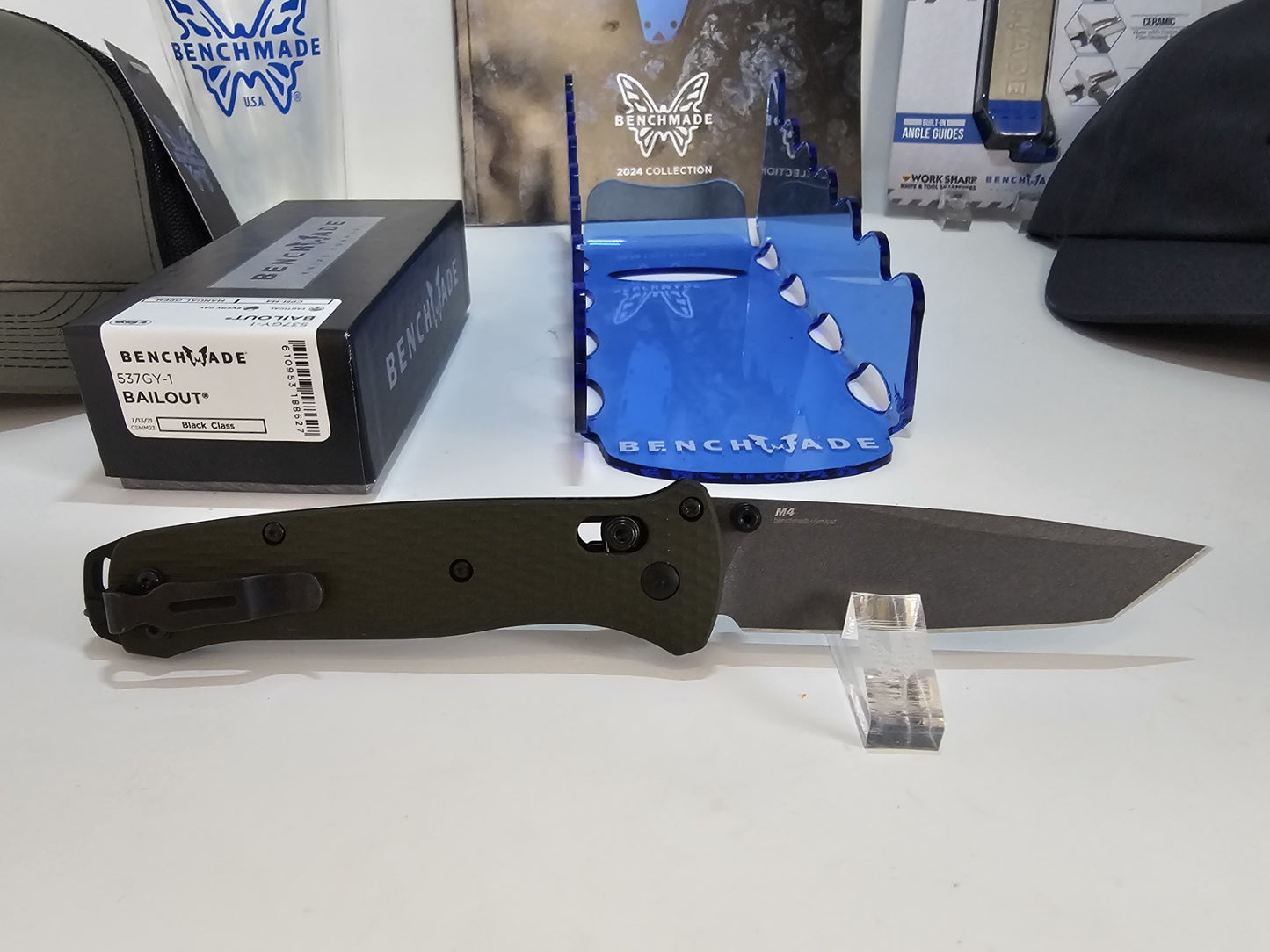 Benchmade 537GY-1 Bailout Tanto CPM-M4 Blade 6061-T6 Woodland Green Aluminum Handle