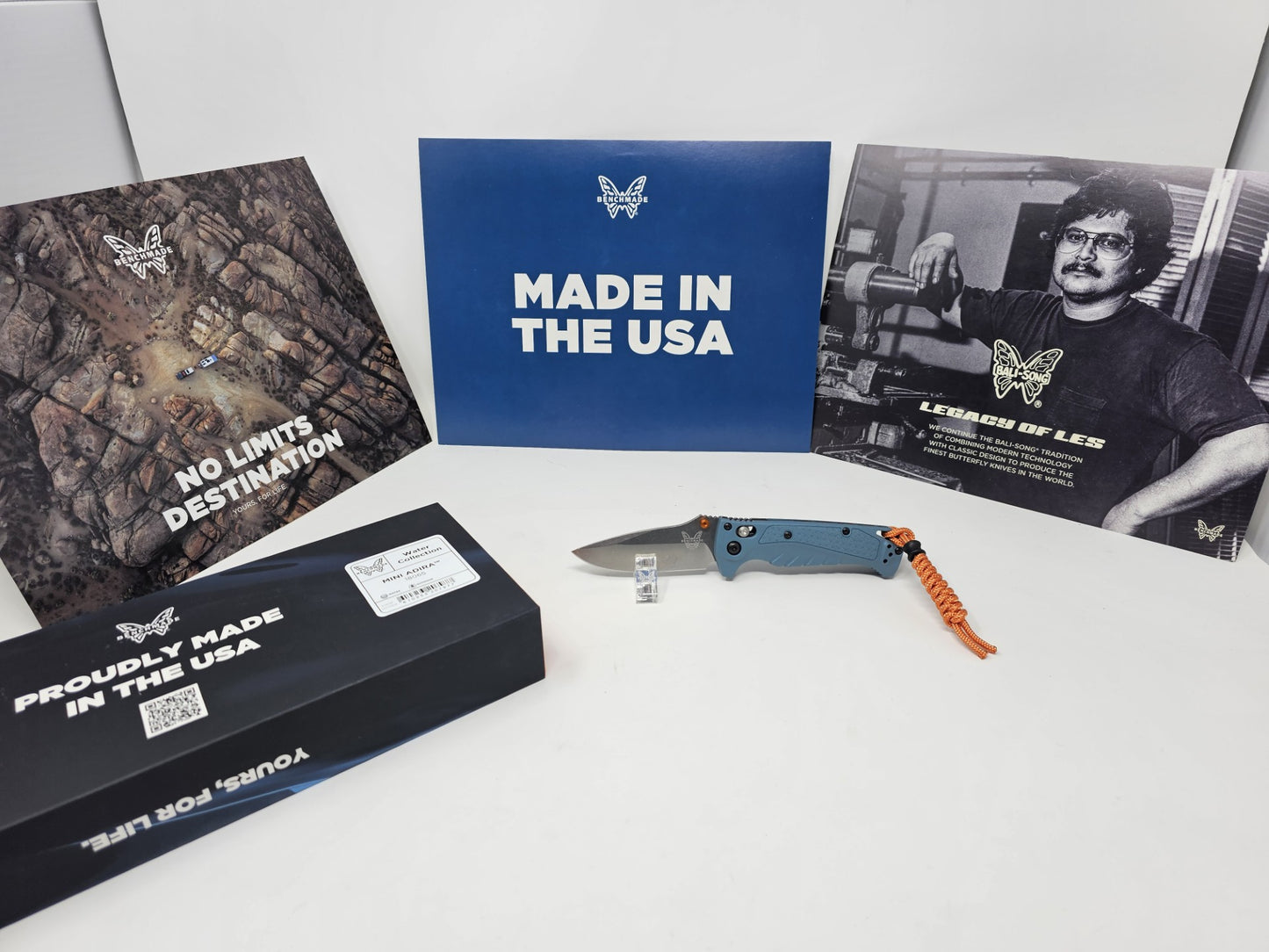 Benchmade 18065 Mini Adira CPM-MagnaCut Blade Depth Blue Grivory Handle Folding Knife