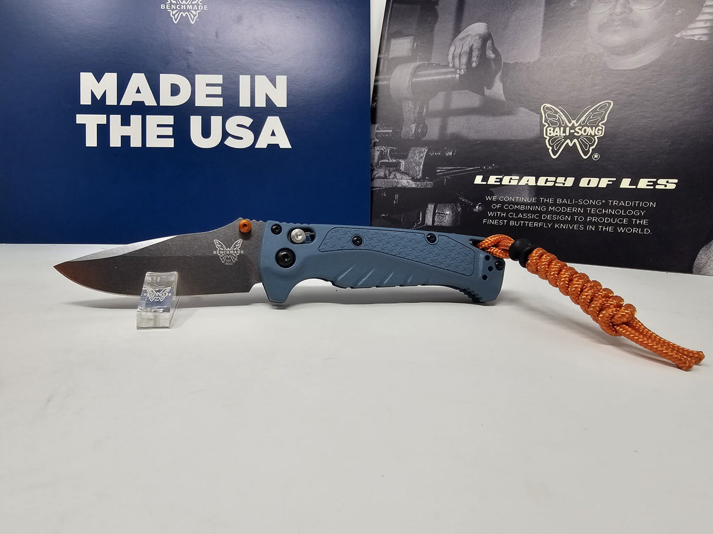Benchmade 18065 Mini Adira CPM-MagnaCut Blade Depth Blue Grivory Handle Folding Knife
