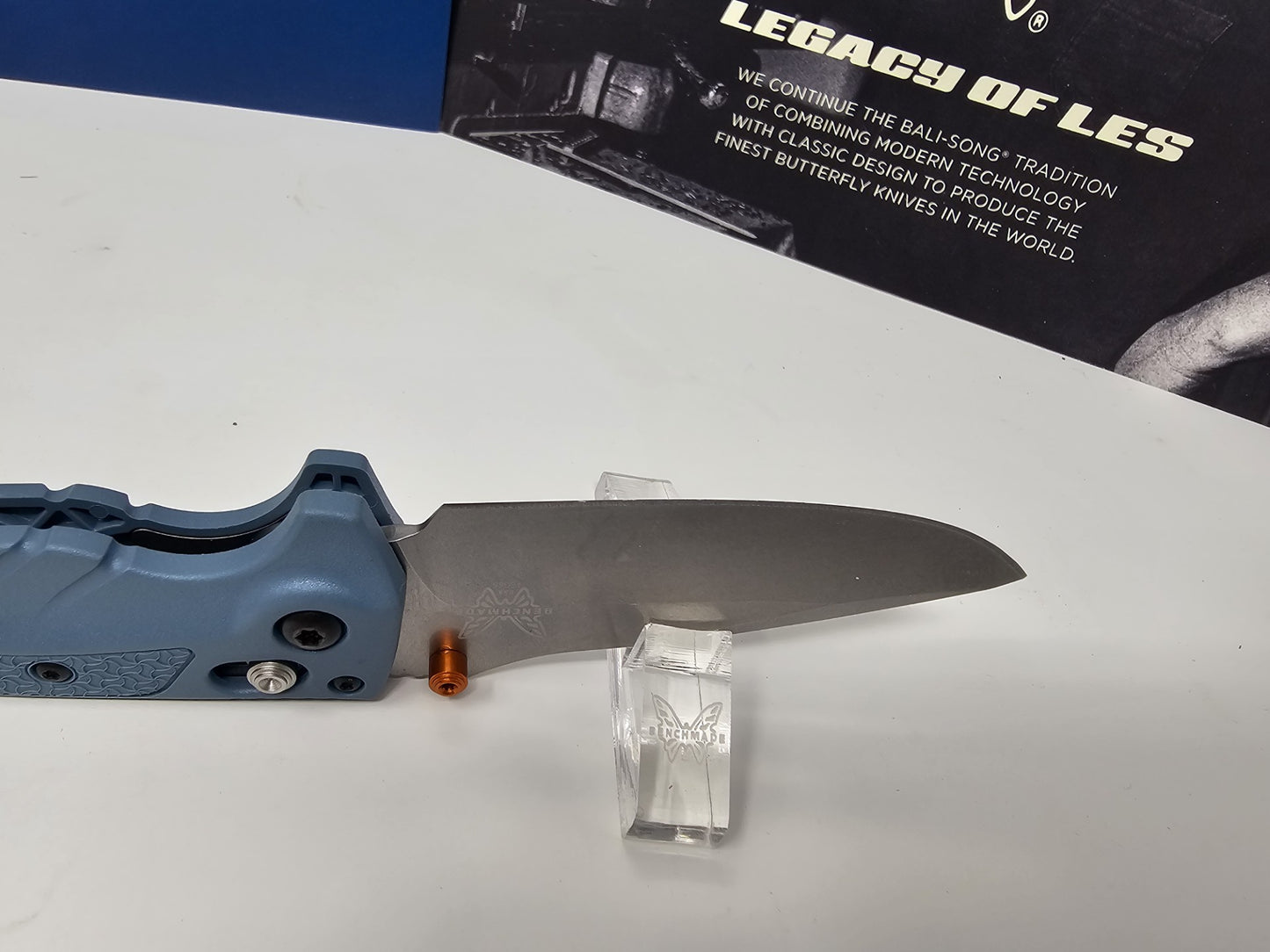 Benchmade 18065 Mini Adira CPM-MagnaCut Blade Depth Blue Grivory Handle Folding Knife