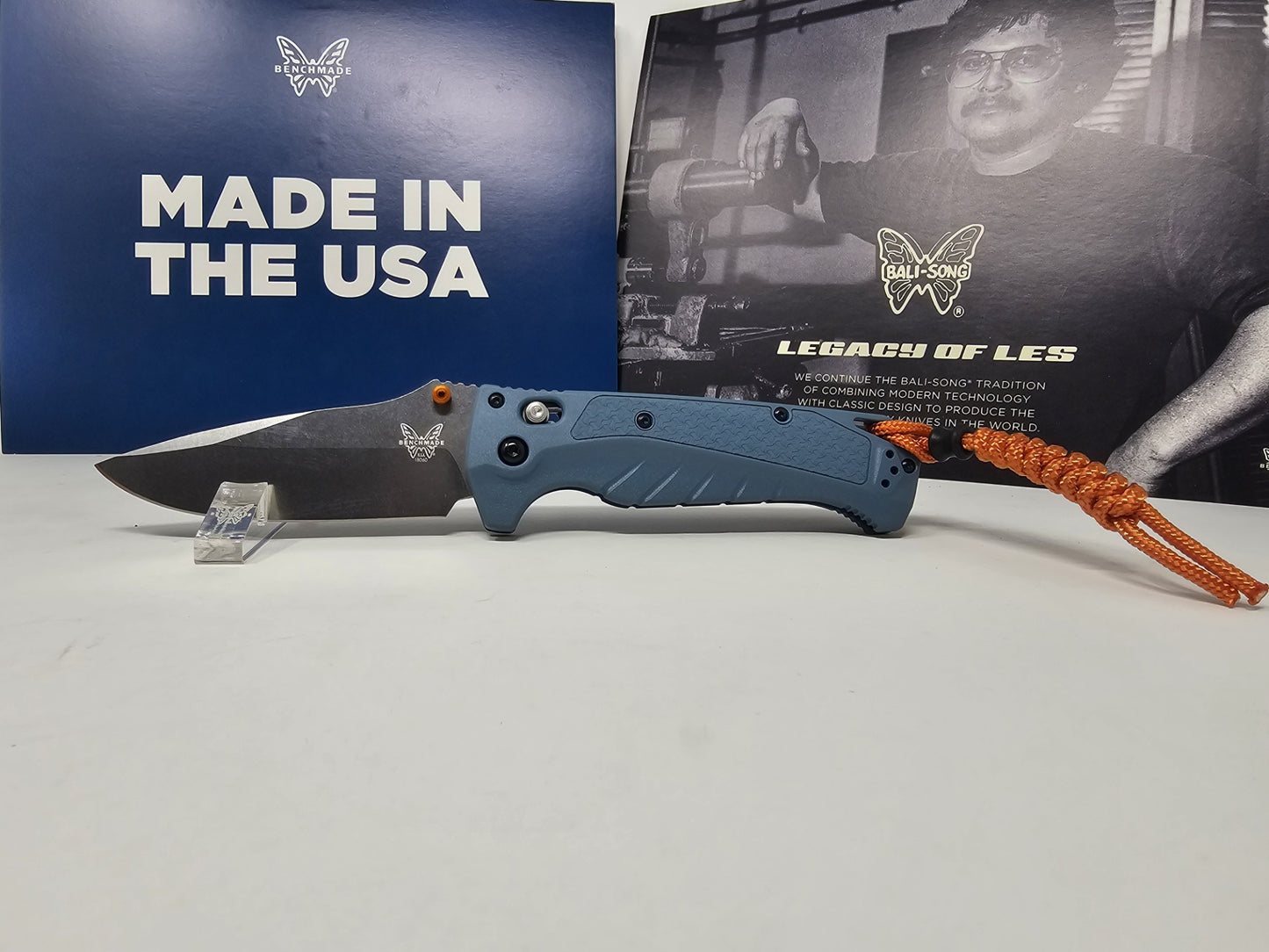 Benchmade 18060 Adira CPM-MagnaCut Folding Blade Depth Blue Grivory Handle Water Line