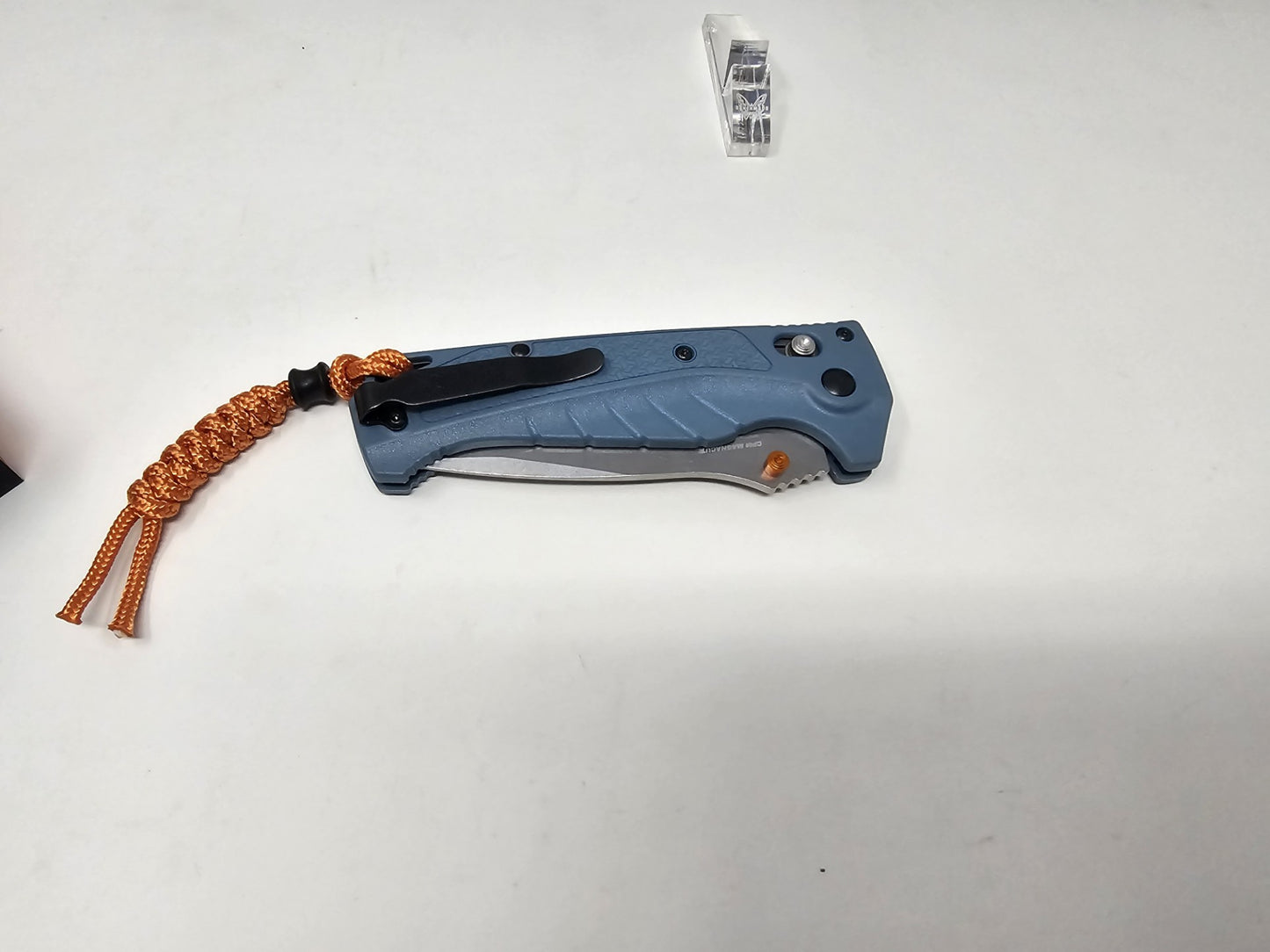 Benchmade 18060 Adira CPM-MagnaCut Folding Blade Depth Blue Grivory Handle Water Line