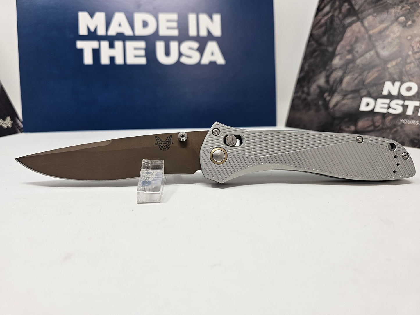 Benchmade 710FE-24 Seven Ten Gray 6061-T6 Aluminum Handle Recurve Drop-Point S90V Blade
