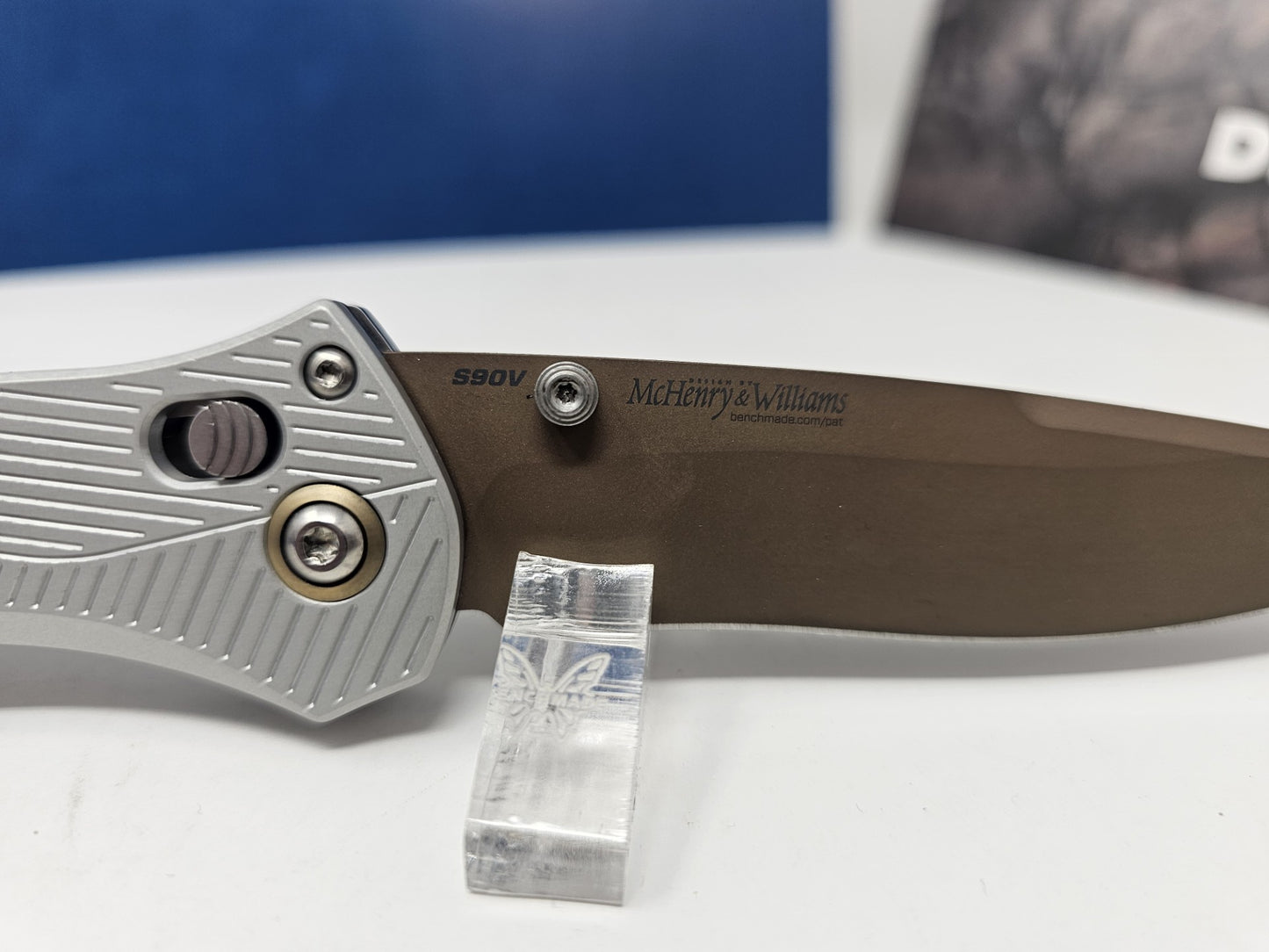 Benchmade 710FE-24 Seven Ten Gray 6061-T6 Aluminum Handle Recurve Drop-Point S90V Blade