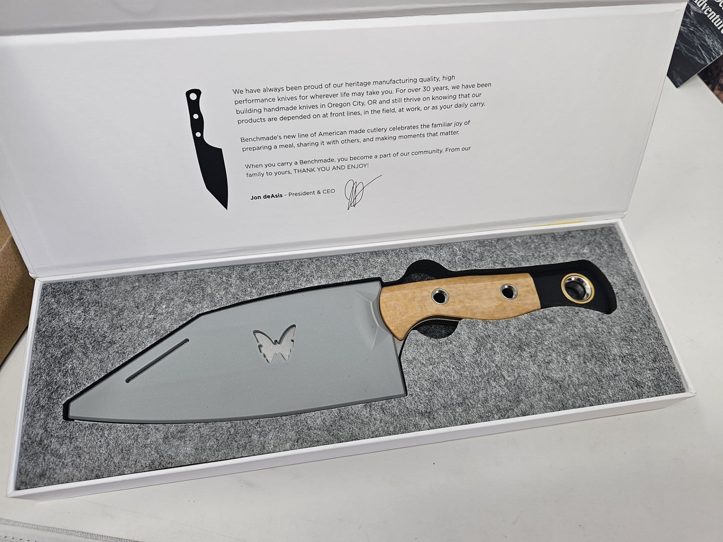 Benchmade 4010-02 Station Knife Maple Richlite & Stonewash CPM154 Kitchen Knife 5.97"